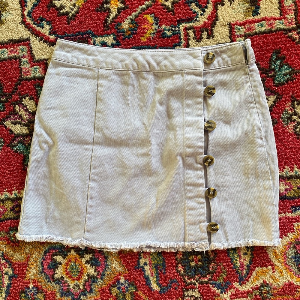 Baby Blue Twill Button Skirt Forever 21